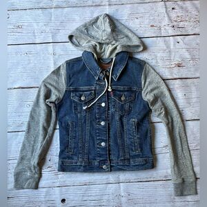 Levi's Blue Denim Jacket with Gray Hood